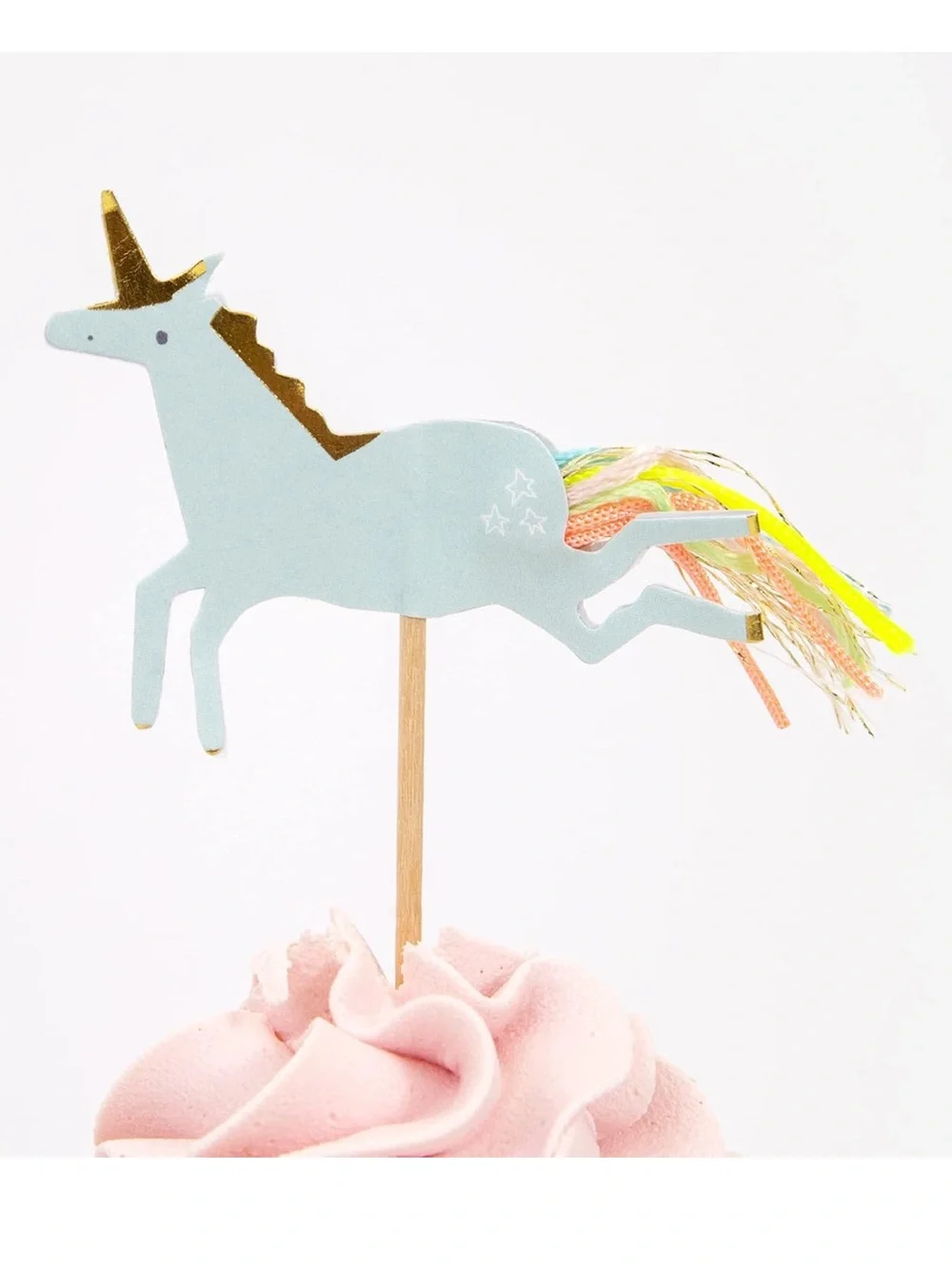 🆕 24 Meri Meri Cupcake Topper Unicorns Rainbows Metallic Gold Birthday Party NWT